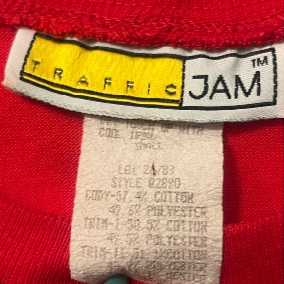 Traffic Jam Preppy Floral Y2K Sweater Light Weight  Red & White Sz L Woman - Picture 7 of 9